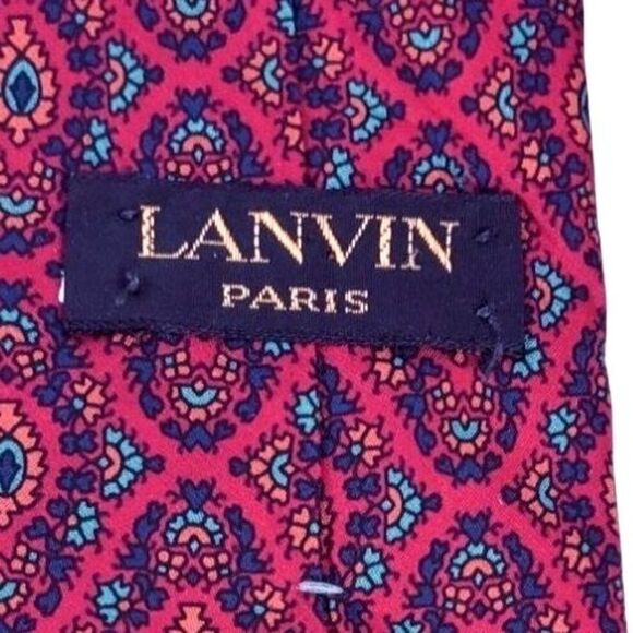 Lanvin Paris Tie 3 Inch Wide Deep Red Burgundy Silk NWOT Narrow - Picture 2 of 13